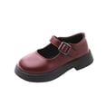thumbnail image 3 of Viluyesy Girls Mary Jane Flats - Toddler Leather Dress Shoes - Soft Sole Princess Ballet Flats - Spring Summer Wedding Party Uniform Shoes Wine Size 2.5, 3 of 9