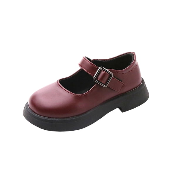 Xfvqtps Girls Mary Janes Shoes Buckle Hook and Loop Strap Spring Summer Thick Soft Sole Easy Closure for Casual and Dressy Wear Leather Shoes