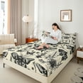 thumbnail image 4 of Homewish Vintage Rustic Moth Queen Sheet Sets, Tribal Gothic Animal Flat Sheet, Farmhouse Plant Botanical Queen Fitted Sheet, Microfiber Bedroom Decor, 4pcs, 4 of 7
