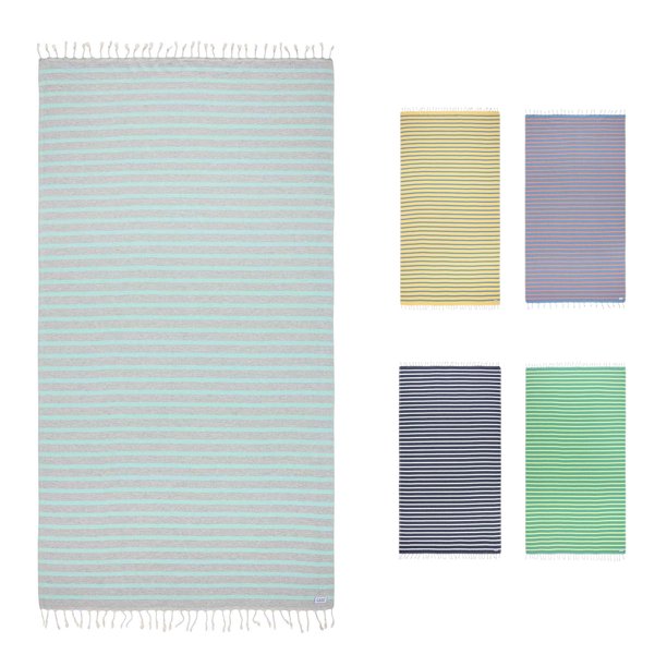 Cape Comforts Toalla De Playa Turca Grande A Rayas Gris Claro Y Menta - 37'' X 67'' - Súper Suave Y Liviana - Toallas De Viaje Sin Arena De Secado Rápido Para Playa O Baño - Regalos