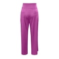 thumbnail image 3 of Arlun Stylish Loose Solid Color High Waist Straight Leg Pants with Pockets Womens Soft Comfortable Elastic Waisted Basic Sports Leisure for Daily Commuter Wear Purple M, 3 of 4