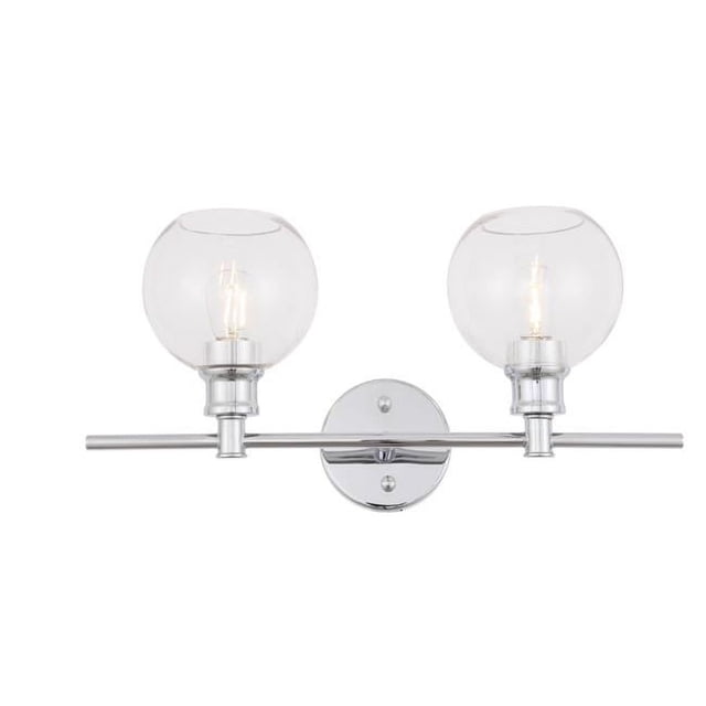 Living District Collier Industrial Mid-Century Modern 2 Light LED E26 Chrome Clear Glass Wall Sconce