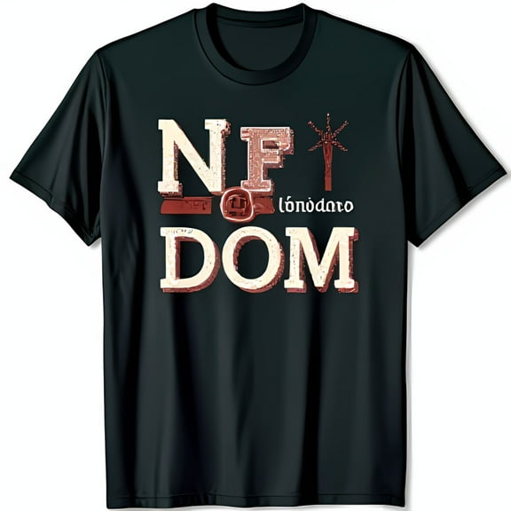 Vintage Black T-Shirt with Bold NF Graphic Retro Style & Design