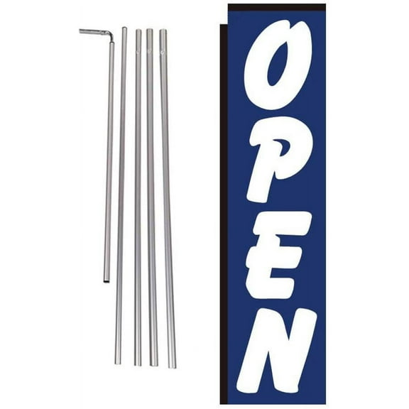 Open Advertising Rectangle Feather Banner Flag Sign with Pole Kit and Ground Spike