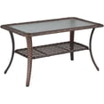 thumbnail image 7 of JessieMal Outdoor Coffee Table with Storage Wicker Patio Coffee Table, Tempered Glass Top Coffee Table for Patio Outside Balcony Porch Deck (Brown), 7 of 7