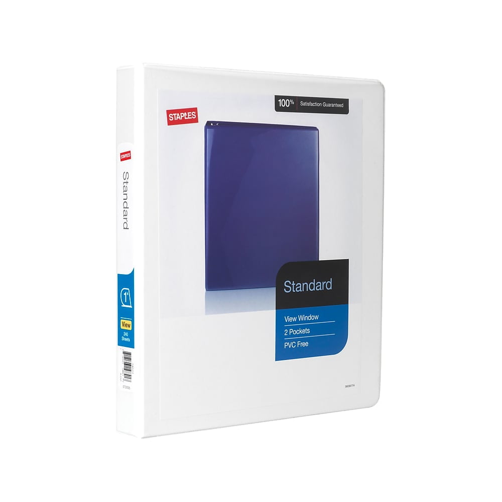 Staples Standard 1" 3Ring View Binder White (26432CC) 82656 Walmart