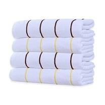 Ample Decor 100% Cotton Set of 4 Beach Towel Large Cabana Striped - Brown & Yellow - 30 x 68 inch