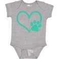 thumbnail image 3 of Inktastic Teal Heart With Paw Print Boys or Girls Baby Bodysuit, 3 of 5