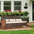 thumbnail image 2 of Outsunny 3-Seater Wicker Outdoor Sofa, Cushioned Rattan Patio Couch, Brown, 2 of 10
