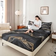 thumbnail image 4 of Feelyou Fashion Abstract Stripe Bed Sheets for Adult, Bling Marble Ombre King Sheets, Watercolor Art Black Sheet Set, Lightweight Room Decor, 4 Pieces, 4 of 7