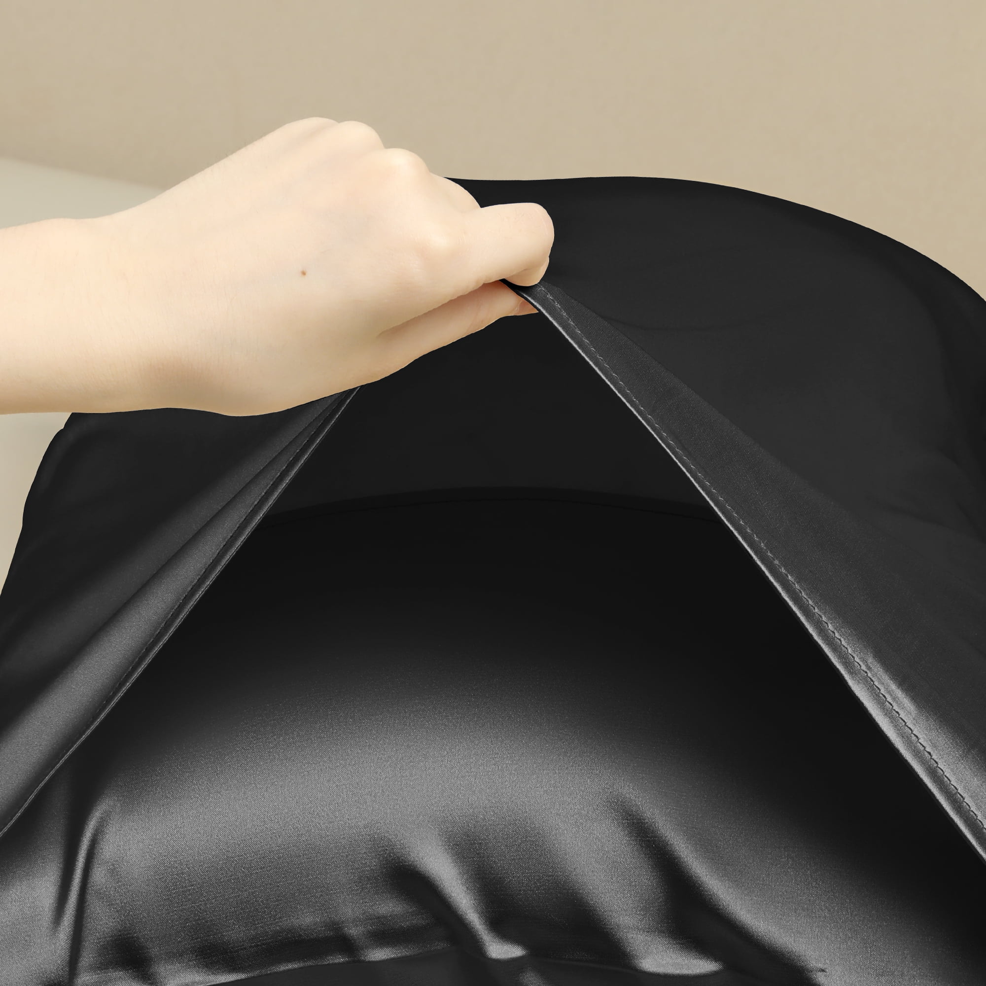 Unique Bargains Pillow Case with Envelope Pillowcases with Eye Mask, Hair Band Black