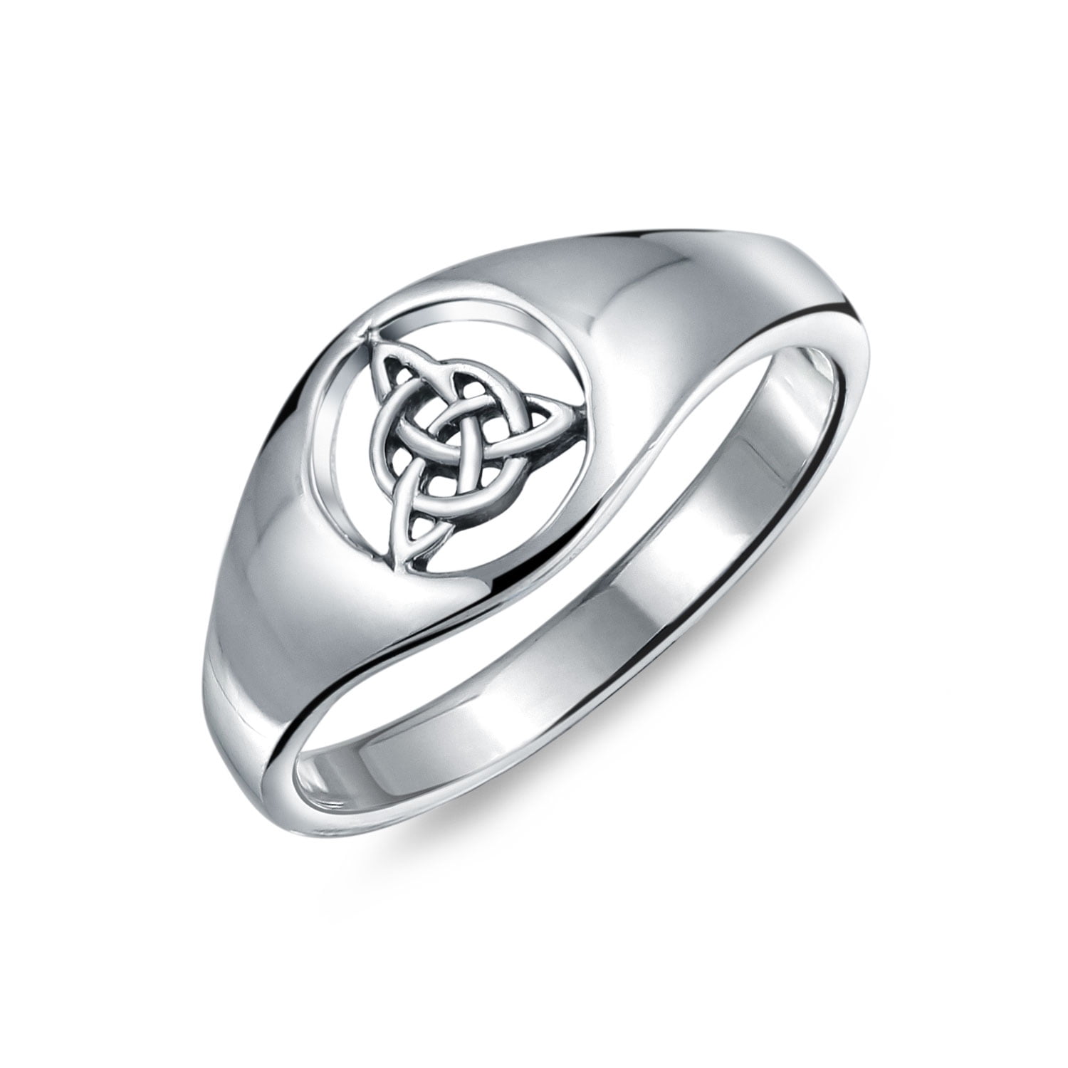 Men's 925 Sterling Silver Trinity Triquetra Celtic Cross Ring 