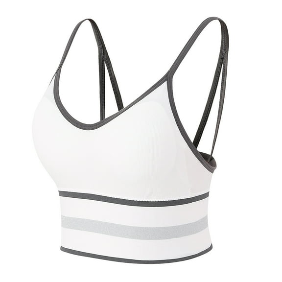 Bigersell Padded Bra with Straps Women's Ruched Sport Bras Padded Workout Tops Medium Support Crop Tops Female Wirefree Bra with Support Women's Plus Polyester Bralette Bra Style 1465, White One Size