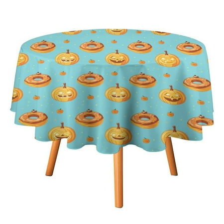 

JINGDS Donuts Halloween Lanterns-418 Round Table Cloth Halloween Tablecloth Thanksgiving Day Table Cloth Round Cover Circle Tablecloth for Halloween Thanksgiving Fall Party