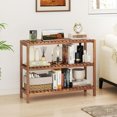 thumbnail image 4 of Gymax 3-Tier Side Table Teak Wood Stand Utility Storage Shelf Organizer Entryway Bench, 4 of 10