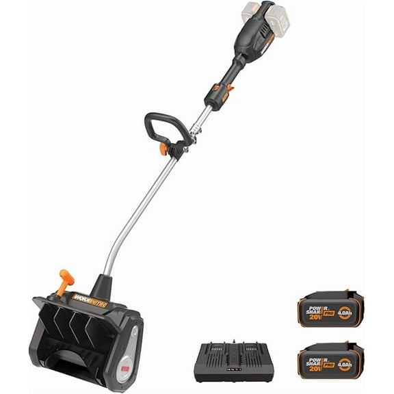 WORX Nitro 40V 12'' Cordless Snow Thrower, Electric Snow Shovel, (2 X 4.0 Ah Battery & Charger Included)