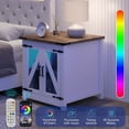 thumbnail image 2 of ChVans 24'' Farmhouse End Table with LED Lights&Charging Station, Mesh Barn Door, Adjustable Storage Shelf, Farmhouse Lighted Sidetable for Living Room, Bedroom, Office, 2 of 7