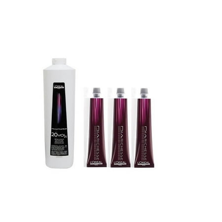L'Oreal Combo of Professional Dark Brown Hair Color Dia-Richesse 3 Tubes 50-Ml and 1 Pc Dia Developer 20 Vol 6% 1000