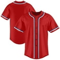 thumbnail image 2 of Men's Red Baseball Jersey Button Down Shirt Hip Hop Baseball T-Shirt Sportswear, 2 of 5