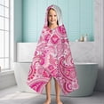 thumbnail image 6 of Pink Paisley and Floral Pattern Hooded Bath Towel，60"x35" for Ages 3 To 12 Kids, Quick Dry Lightweight Soft Microfiber Hood Beach Towel Cover Up for Kids, 6 of 7