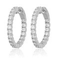 thumbnail image 2 of 925 Sterling Silver 2.5mm Cubic Zirconia CZ Round Medium Hoop Earrings, 2 of 5