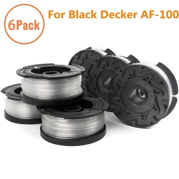 6-Pack Replace BLACK DECKER AF-100-3ZP Lawn Mower Spool Line String Trimmer White 30ft