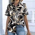 thumbnail image 5 of OIOLOYJM Blouses for Women 2026 Dressy Geometric Print Short-Sleeve Button Shirts Summer Loose Fit Collared Outfits Office Outwear Dark Gray S, 5 of 7
