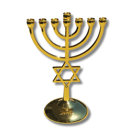 7-Branch Gold-Plated Menorah with Star of David