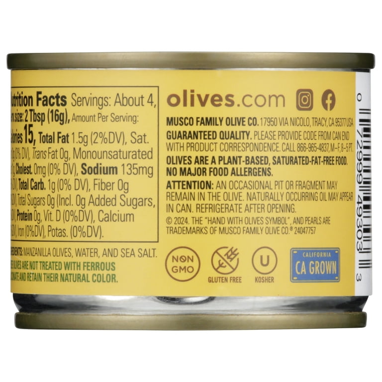 Pearls Sliced California Ripe Olives 2.25 oz Can, No Artificial