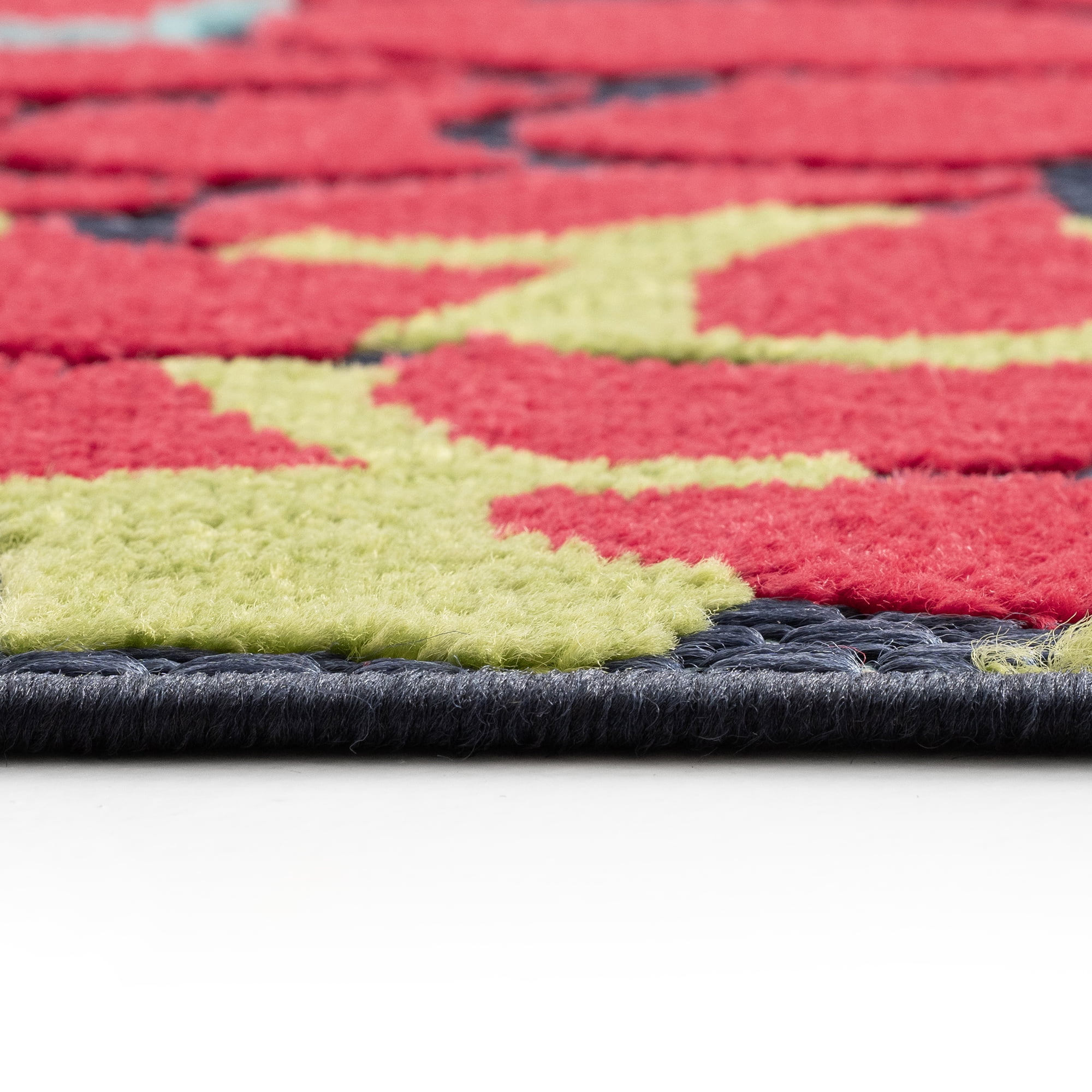 Oasis Modern Floral Navy and Aqua Polypropylene Indoor Outdoor Area Rug, 8'x10' Rectangle