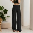 thumbnail image 2 of Women's Casual Wide Leg Palazzo Pants High Waisted Flowy Trousers Lightweight Comfortable Boho Beach Elastic Waist Summer Outfits with Pockets, 2 of 2