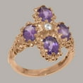 thumbnail image 2 of LBG British Made 9k Rose Gold Cubic Zirconia & Amethyst Womens Statement Ring - 33 size options - Size 6.5, 2 of 6