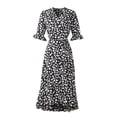 thumbnail image 3 of Vestido Con Dobladillo Con Volantes Y Abertura Lateral, Vestido Cruzado Con Cuello En V Y Estampado Floral Fluido Para Las Fiestas ANGGREK Otros, 3 of 4