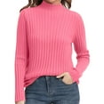 thumbnail image 1 of ManxiVoo Women's Ribbed Knit Turtleneck Sweater Long Sleeve Pullover Basic Top for Fall 2025 Versatile Layering Piece M Size Pink, 1 of 7