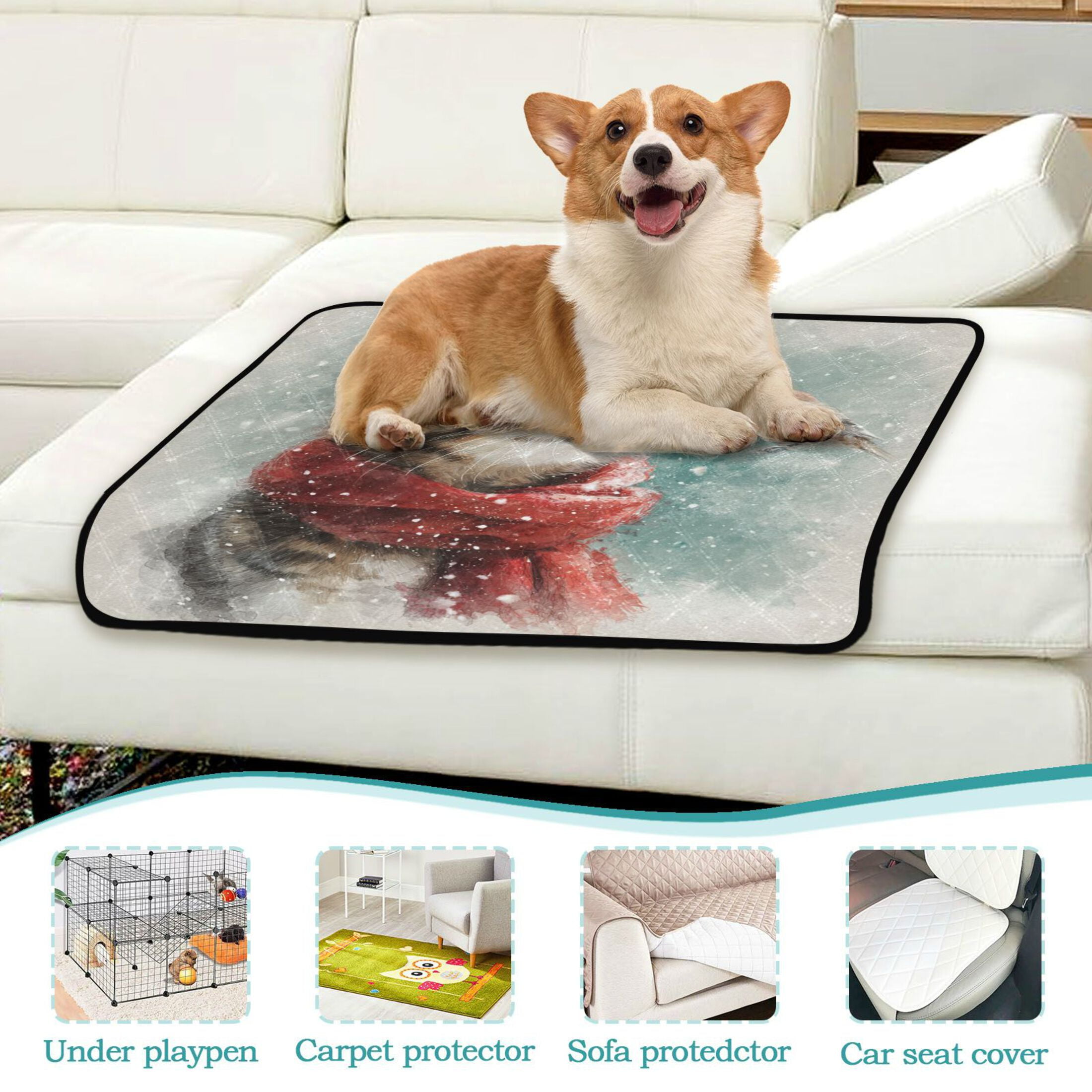 Qxltty Winter Cat Cat litter Pads Pet Set of 2 Diaper Mats Center Anti-leakage Layer Absorbent Soft and Comfortable