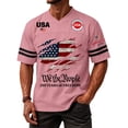 thumbnail image 4 of Men's 250 Anniversary T-Shirt 1776 2026 Patriotic American Flag Freedom Shirts Short Sleeve V Neck Shirt Pink S, 4 of 5