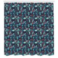 thumbnail image 3 of Kids Shower Curtain, Nocturnal Concept of Colorful Cats Happy Faced Rainy Clouds Goofy Owls and Flowers, Fabric Bathroom Set with Hooks, 69W X 70L Inches, Multicolor, by Ambesonne, 3 of 3