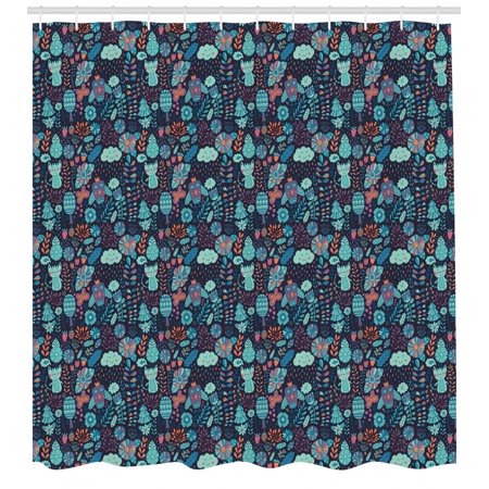 Kids Shower Curtain Nocturnal Concept Of Colorful Cats Happy Faced Rainy Clouds Goofy Owls And Flowers Fabric Bathroom Set With Hooks 69w X 75l Inches Long Multicolor By Ambesonne Walmart Com