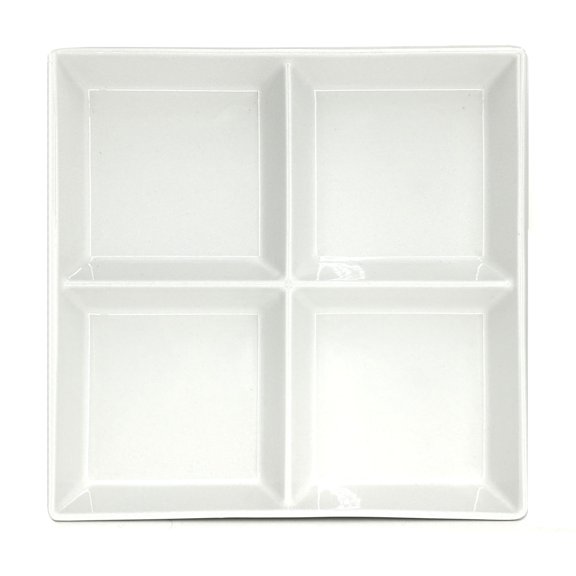 Hometrends plat de service divisé 25.5cm. porcelaine blanche