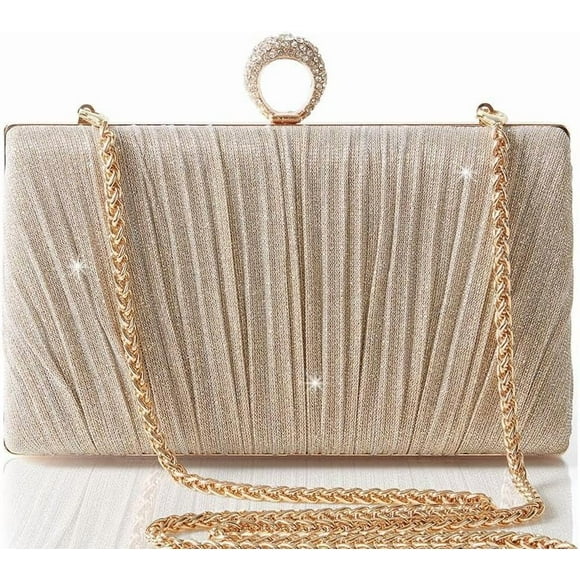 Clutch Purses for Women - Evening Bag Glitter Pleated Clutch for Bride Party Prom Wedding