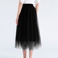 thumbnail image 4 of Womens Midi Tulle Skirts Mesh Party Long Elastic High Waist A-Line Pleated Flowy Tutu Skirts Black S, 4 of 4