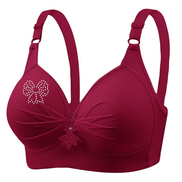 Wireless Bras for Women No Underwire, No Underwire Adjustable Full Coverage Supportlette Plus Size, Red XS-4XL,