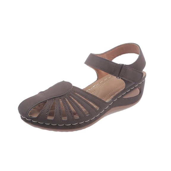 Closed Toe Sandals for Women 2026 Dressy Summer Wedge Sandals with Arch Support Adjustable Ankle Strap Breathable Hollow Out Orthopedic Wide Width Non-Slip Ladies Walking Shoes, 43