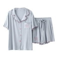 thumbnail image 2 of YanHoo Women's Petite Pajama Sets Button Down Loungewear Short Sleeve Sleepwear 2 Piece Short Pants Pjs Set with Pocket, 2 of 8