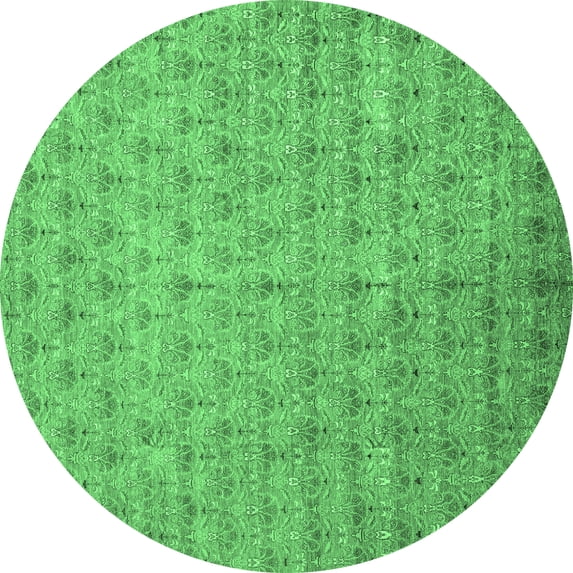 Ahgly Company Indoor Round Abstract Emerald Green Modern Area Rugs, 3' Round