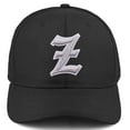 thumbnail image 2 of Daxton Premium Mid Profile Hat Semi Curved Visor Black Cap White Silver Gothic Embroidered, Letter Z, 2 of 4
