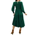 thumbnail image 4 of Mengpipi Womens Casual Long Sleeve Midi Dresses Smocked Flowy Tiered Dress Darkgreen, Size 4-6, 4 of 7