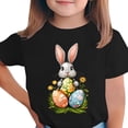 thumbnail image 2 of Blusas y camisas de manga corta con cuello redondo Camiseta estampada de manga corta de Pascua para niños Cuello redondo Manga corta Casual Versátil Para niñas Niños Top de poliéster, 2 of 5