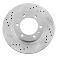 thumbnail image 4 of Funire Front Brake Rotors Kit for 2005 2006 2007-2021 Toyota Tacoma 6 Lug Geomet Drilled & Slotted Disc Brake Rotors Ceramic Brakes Pads Replacement Brake Pad and Rotor Kits: 12.56" inch, 4 of 11