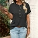 thumbnail image 3 of Gibobby Playera de Manga Corta Casual Suave Blusa informal manga corta con cuello redondo y botones color liso para mujer(Negro,XL), 3 of 5